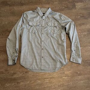 Prana men’s long sleeve shirt small plaid gray black L fishing outdoors